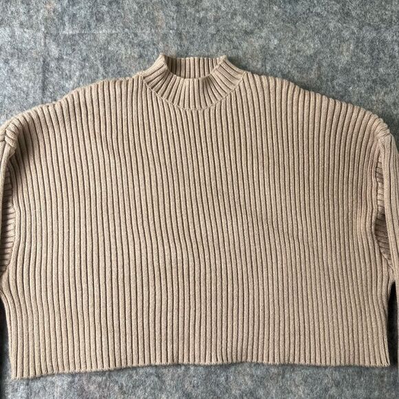 Mable Women’s Size M mockneck Mauve Brown longsleeve crop sweater Cabincore #153 - Picture 4 of 9